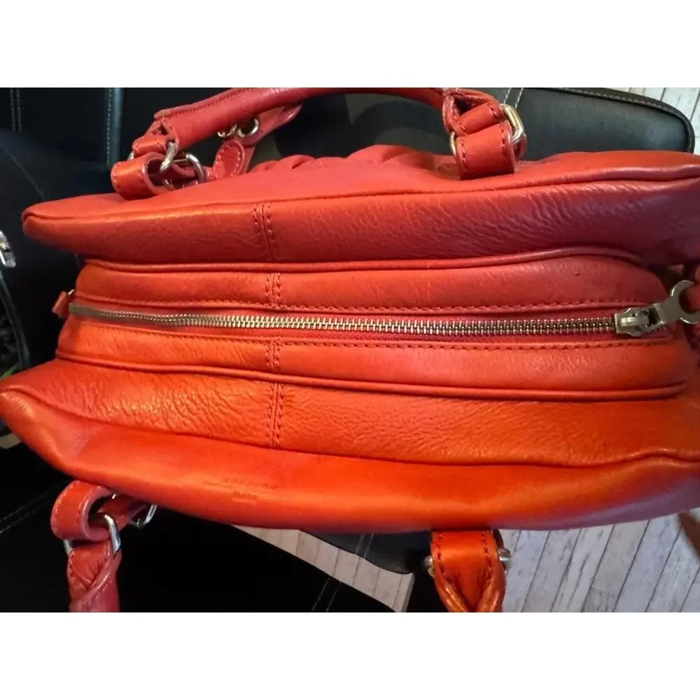 WEEKEND MAXMARA PEBBLE LEATHER red TOTE BAG SATCHEL (120